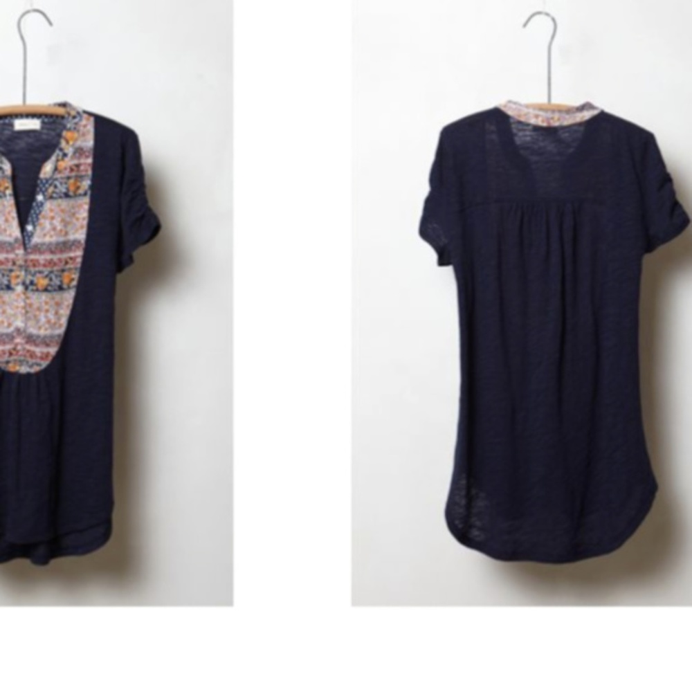 Anthropologie Meadow Rue Addie Floral Henley Top - Picture 2 of 3